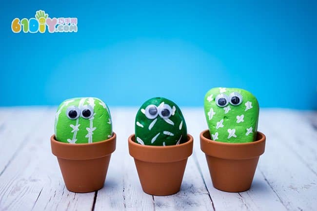 Small stone big change cute cactus handmade