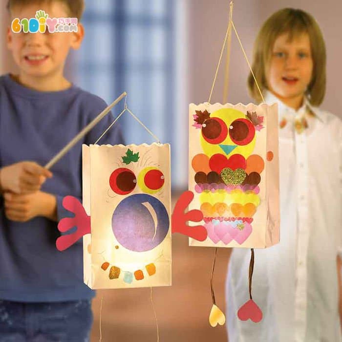 Children's handmade paper bag lantern