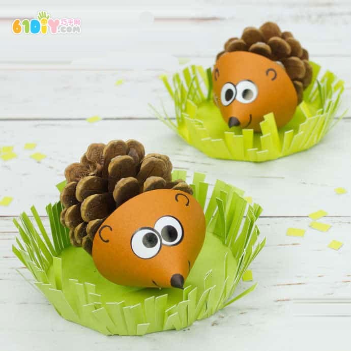 Children's handmade cute pinecone hedgehog