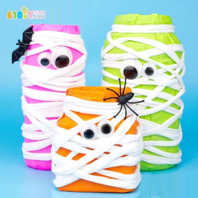 Waste glass bottle making halloween mummy