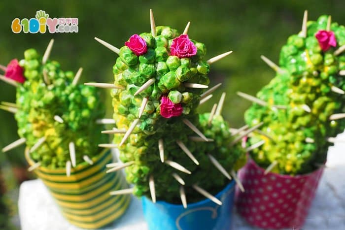 Waste foam roll paper tube handmade cactus
