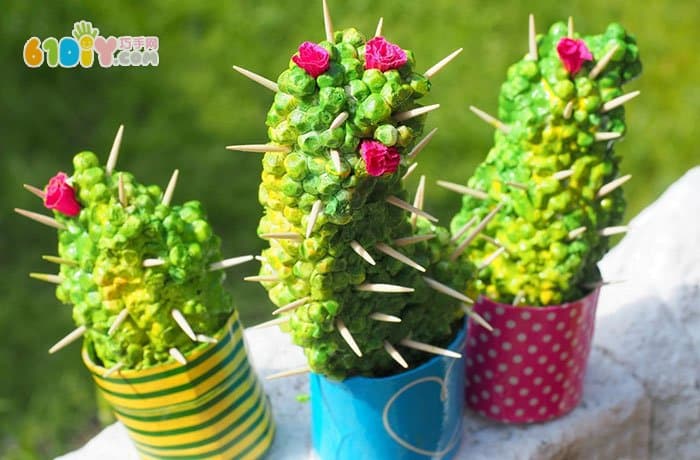 Waste foam roll paper tube handmade cactus