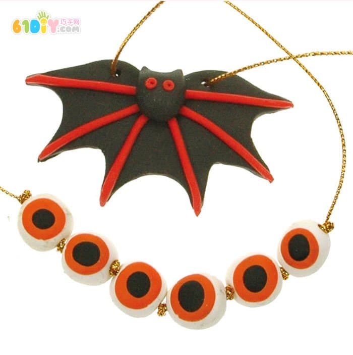 Children's handmade Halloween bat decorative necklace