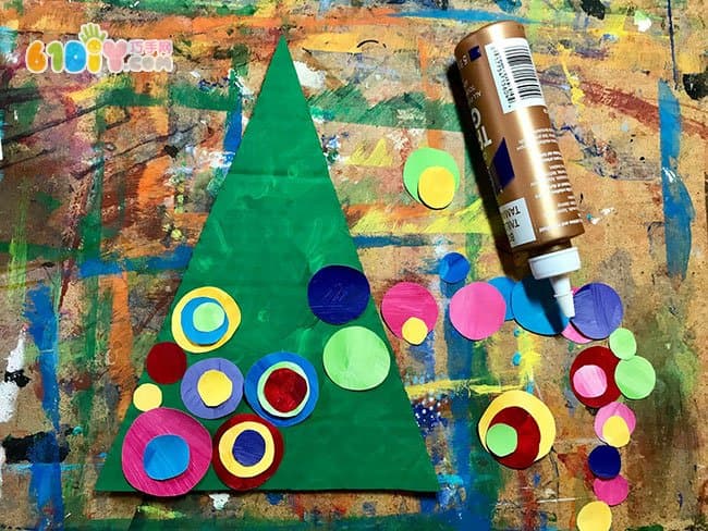 Children's handmade scrap cardboard Christmas tree