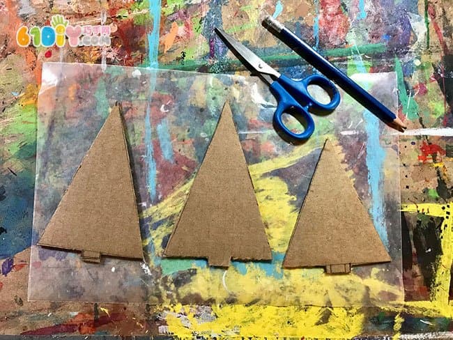 Children's handmade scrap cardboard Christmas tree