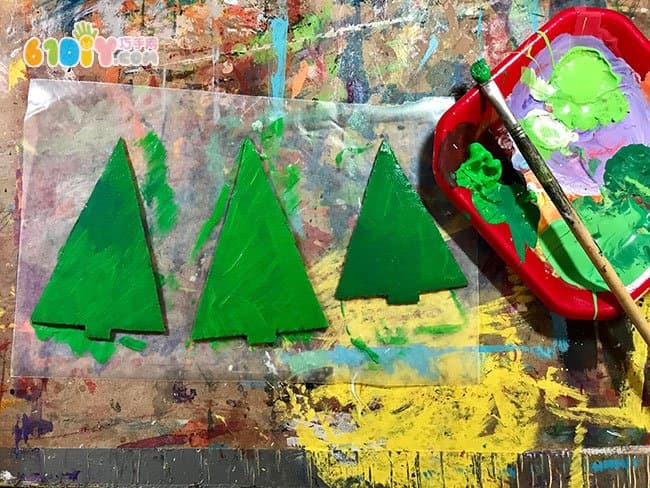 Children's handmade scrap cardboard Christmas tree