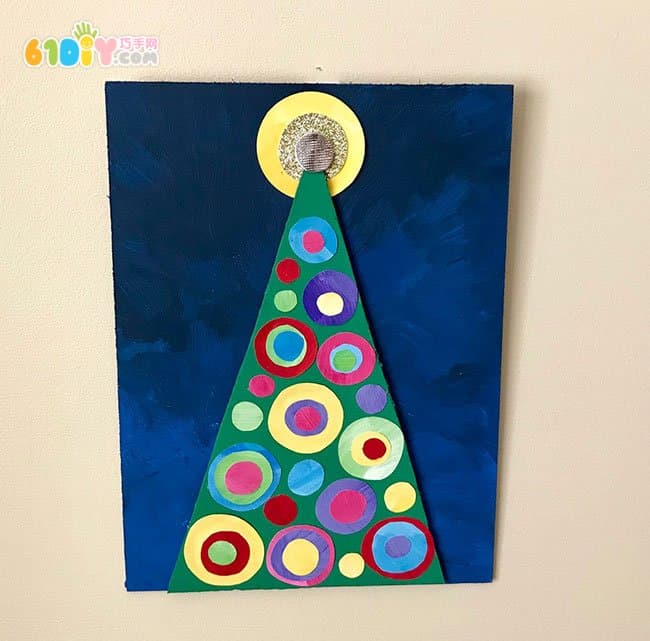 Children's handmade scrap cardboard Christmas tree