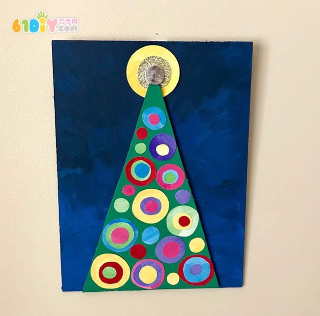 Children's handmade scrap cardboard Christmas tree