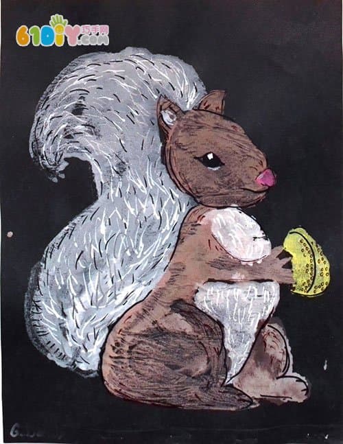 Children's creative painting - squirrel