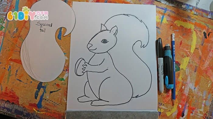 Children's creative painting - squirrel