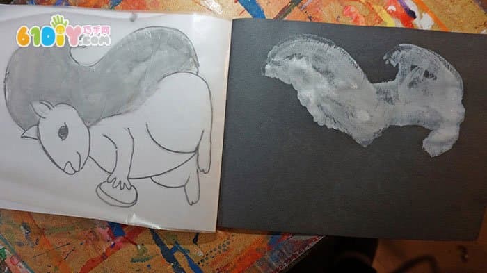 Children's creative painting - squirrel