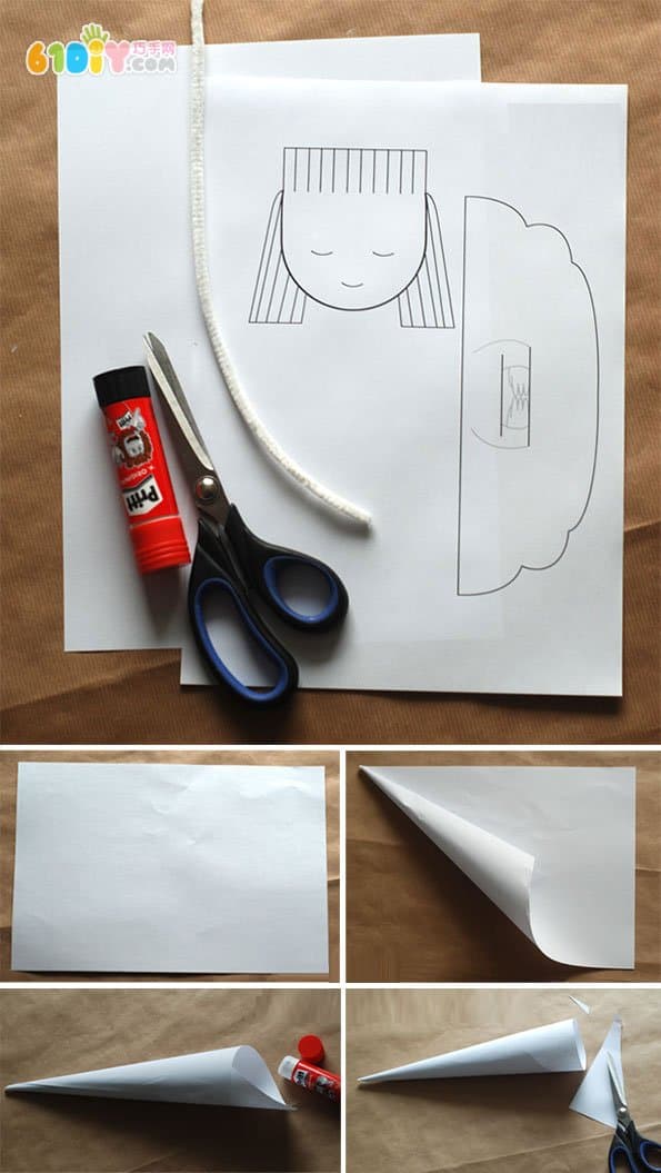 Three-dimensional paper art little angel DIY production