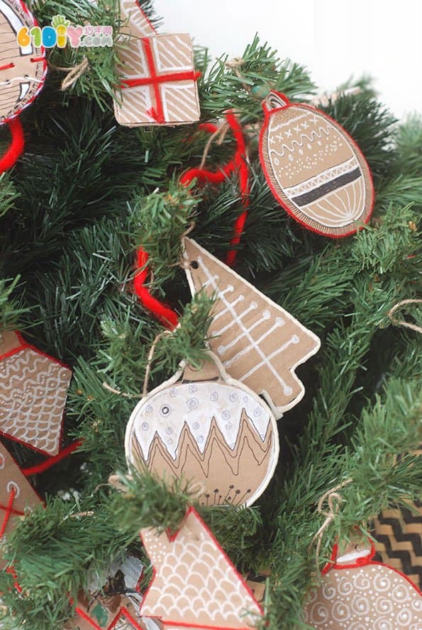 Waste cardboard handmade christmas ornaments