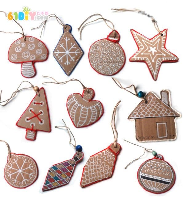 Waste cardboard handmade christmas ornaments