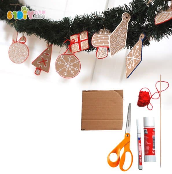 Waste cardboard handmade christmas ornaments