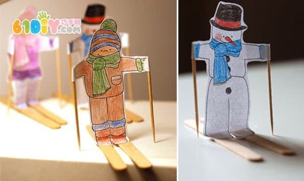 Children's winter handmade skiing little man