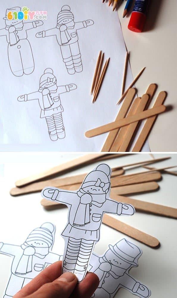 Children's winter handmade skiing little man