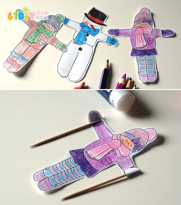 Children's winter handmade skiing little man