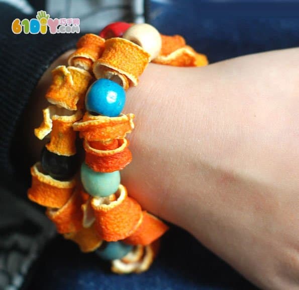 Making use of waste to make orange leather bracelet