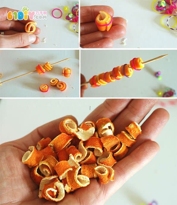 Making use of waste to make orange leather bracelet