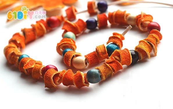 Making use of waste to make orange leather bracelet