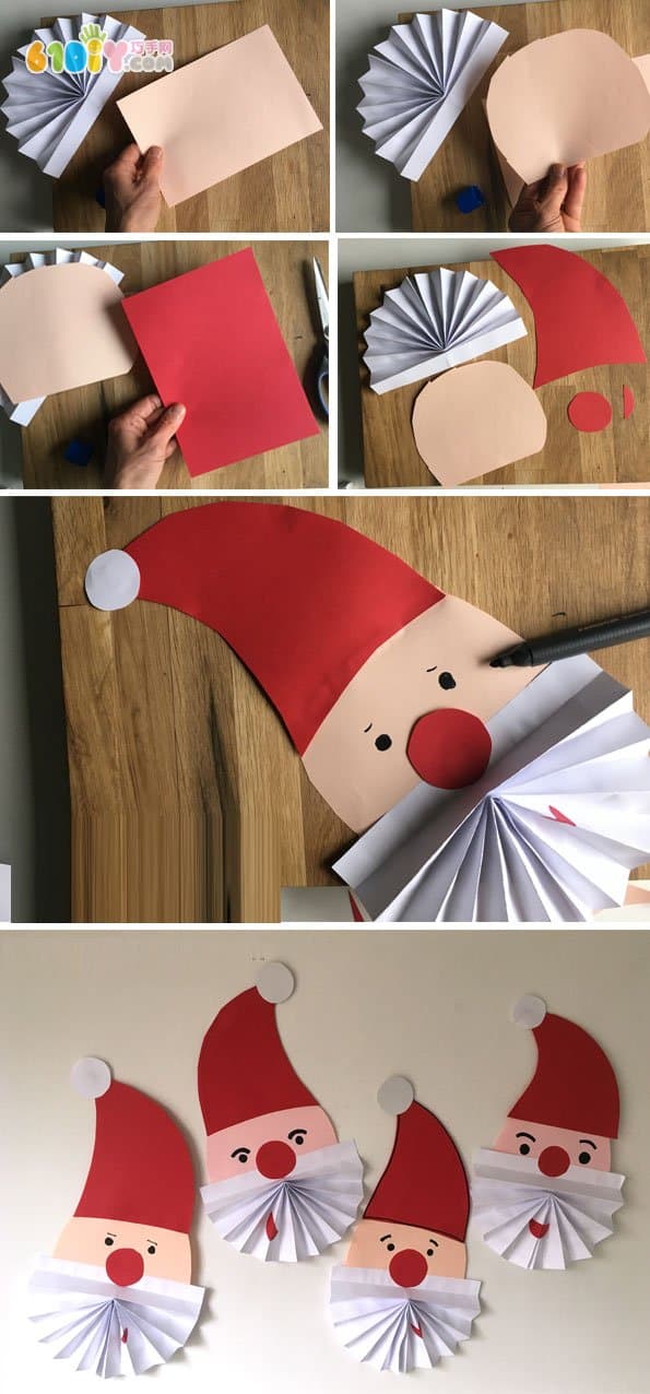 Folding fan Santa Claus handmade