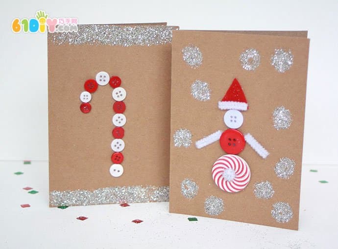 Button DIY simple beautiful new year greeting card