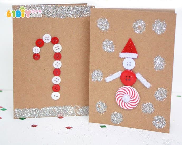 Button DIY simple beautiful new year greeting card