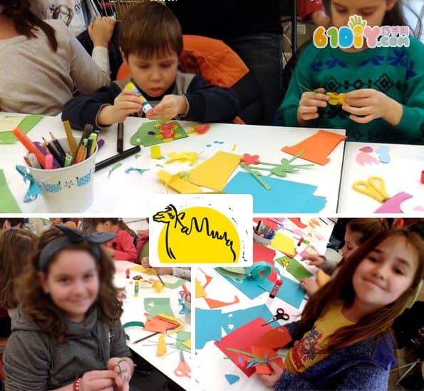 Three or eight children's making beautiful bouquet card