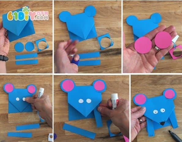 Children's paper art handmade little mice steal cheese