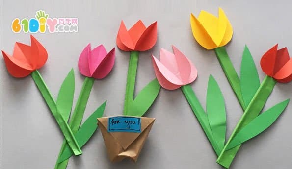 Women's Day Children's Handmade Beautiful Tulips Flower Pots