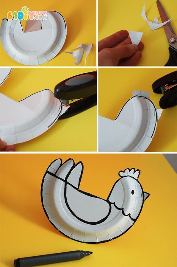 Paper tray handmade hen