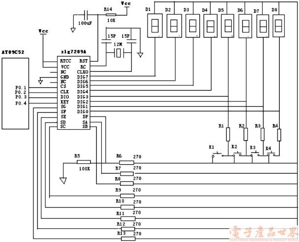 Principle and application of display and keyboard intelligent control zlg7289A