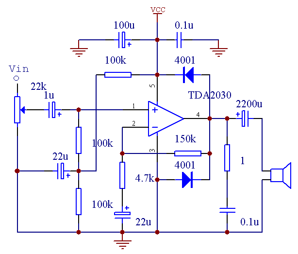 TDA2030 power amplifier circuit diagram