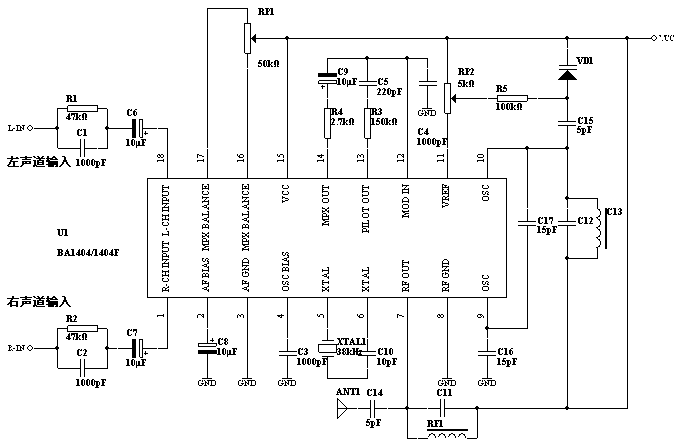 BA1404 typical circuit (9,345 bytes)