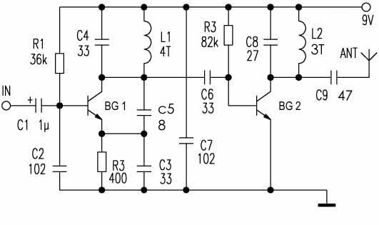 [Photo] Simple frequency modulation transmitting circuit with stable frequency