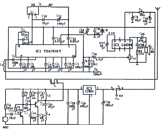 Three IC wireless intercom