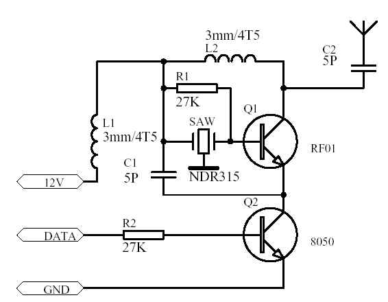800-meter transmitting circuit using acoustic meter resonator