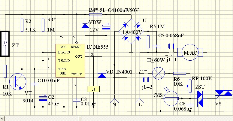 Automatic controller circuit for bathroom lighting and ventilation fan