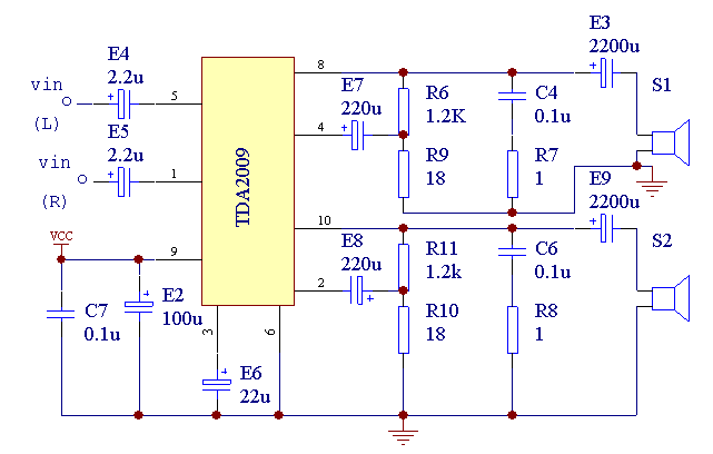 TDA2009 power amplifier circuit