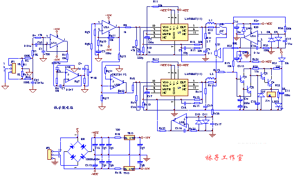 Pure DC current negative feedback circuit made by LM3886TF