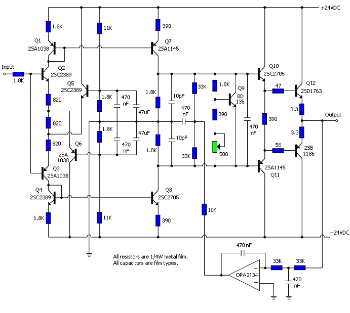 Headphone amplifier circuit diagram (transistor + op amp opa2134 ...