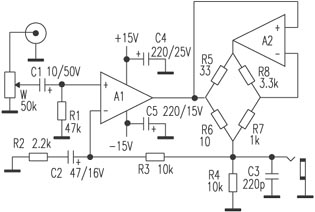 AA headphone amplifier circuit diagram (AD827AQ)