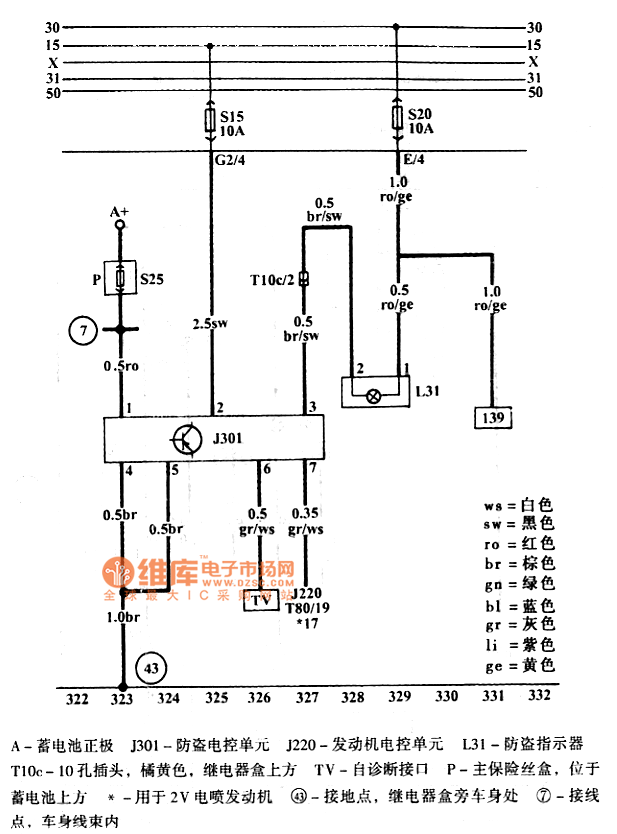 Jetta anti-theft system circuit diagram