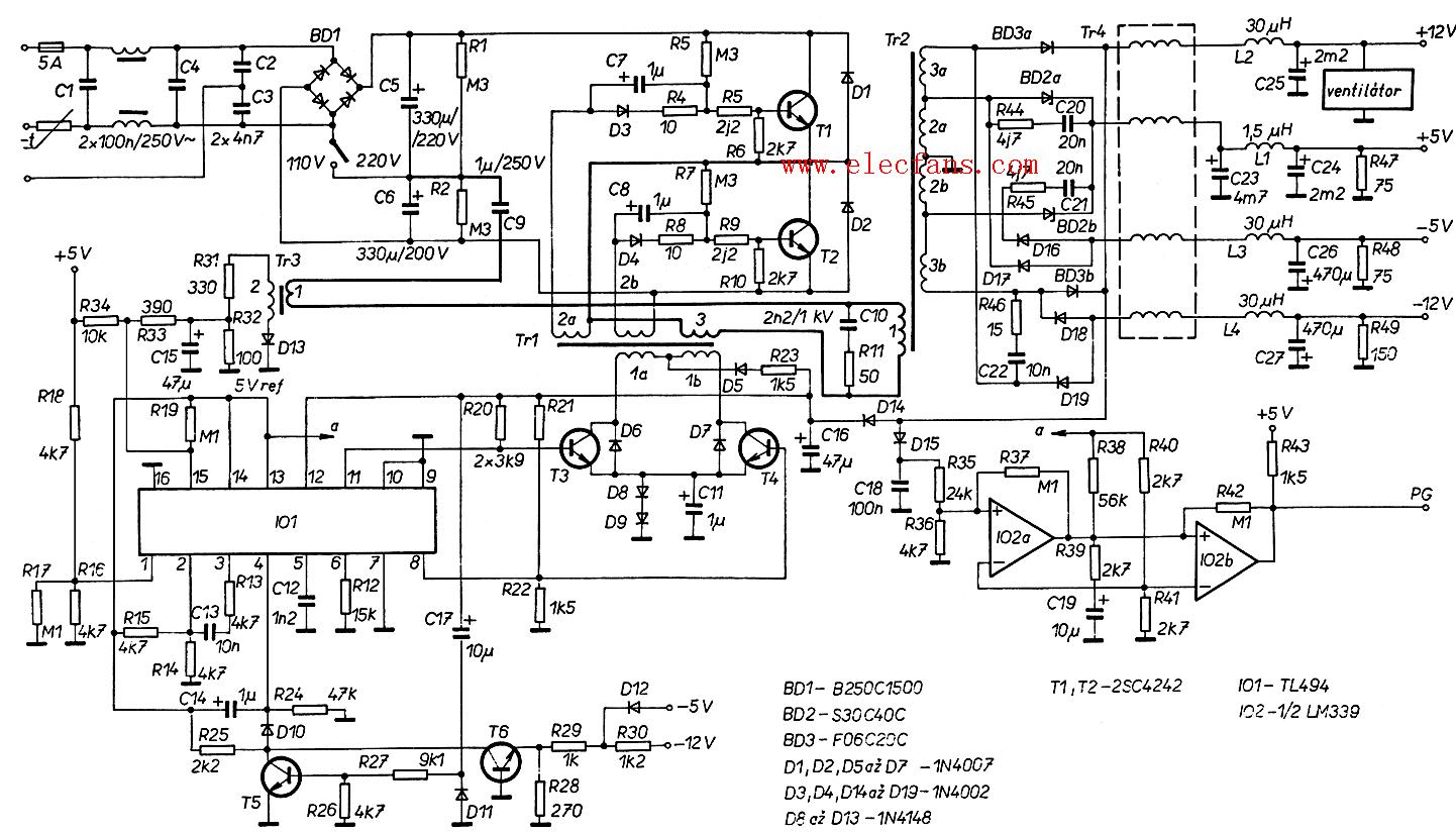 Tl494 switching power supply circuit diagram