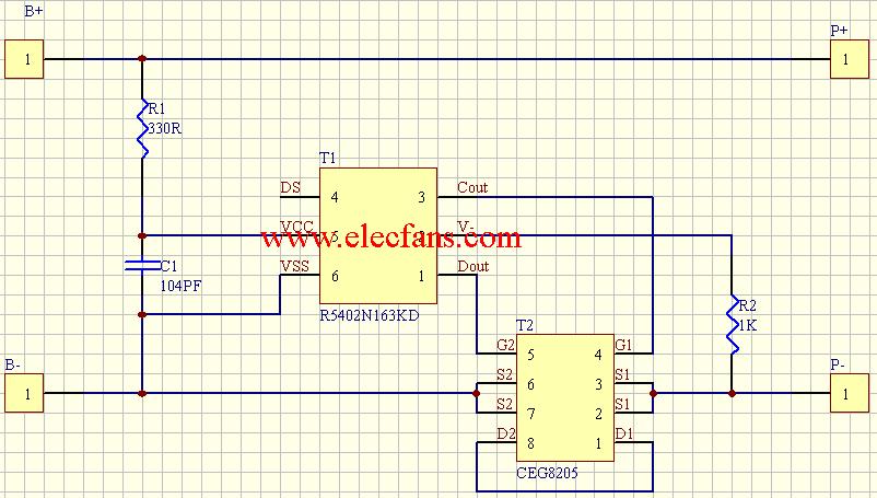 Lithium battery protection circuit schematic