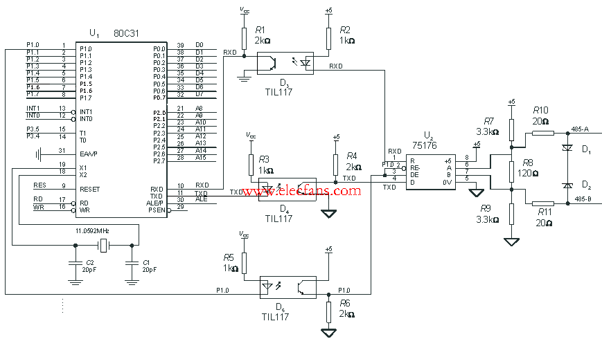 Til117 application circuit, til117 pin diagram