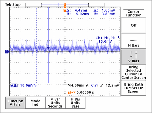 Figure 10. Adding bypass capacitors at the VCO power supply reduces noise.