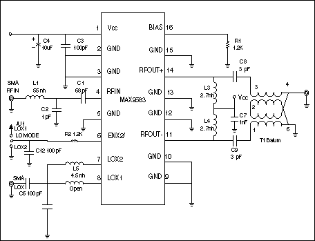 Figure 3. MAX2683 application circuit schematic