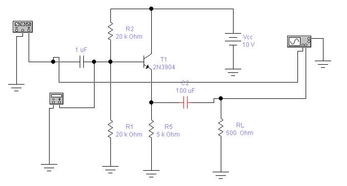 Emitter follower experiment (including circuit diagram)